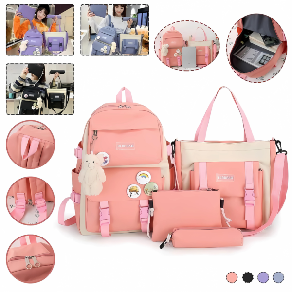 4 Pcs Girl's Nylon Backpack